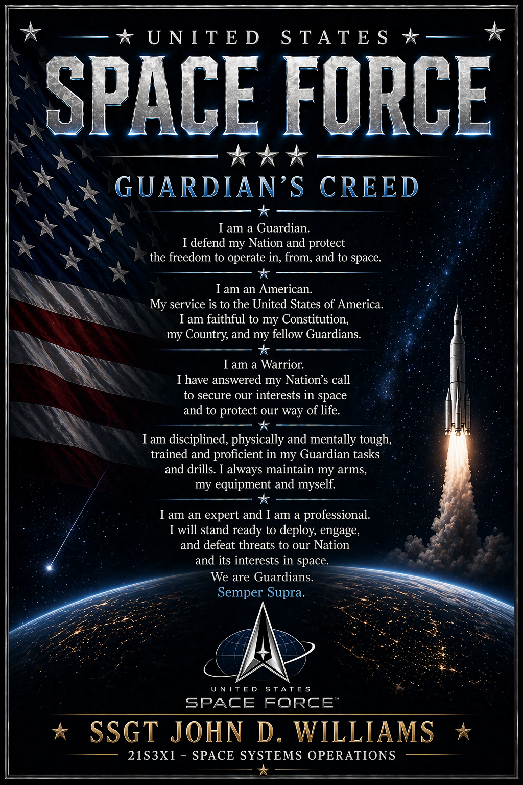 Military Creed Plaque – Handmade Veteran Tribute (All Branches)