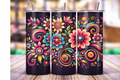 20oz Skinny Tumbler – Floral Swirl Design