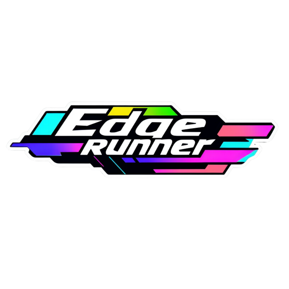 Logo with 'Edge Runner' text and colorful design elements on a white background