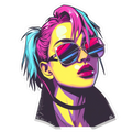Vibrant pop art girl with sunglasses and bright hair